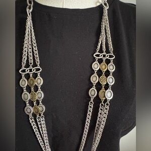 Elegant Silver and Gold Chain Necklace